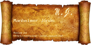 Manheimer Jónás névjegykártya